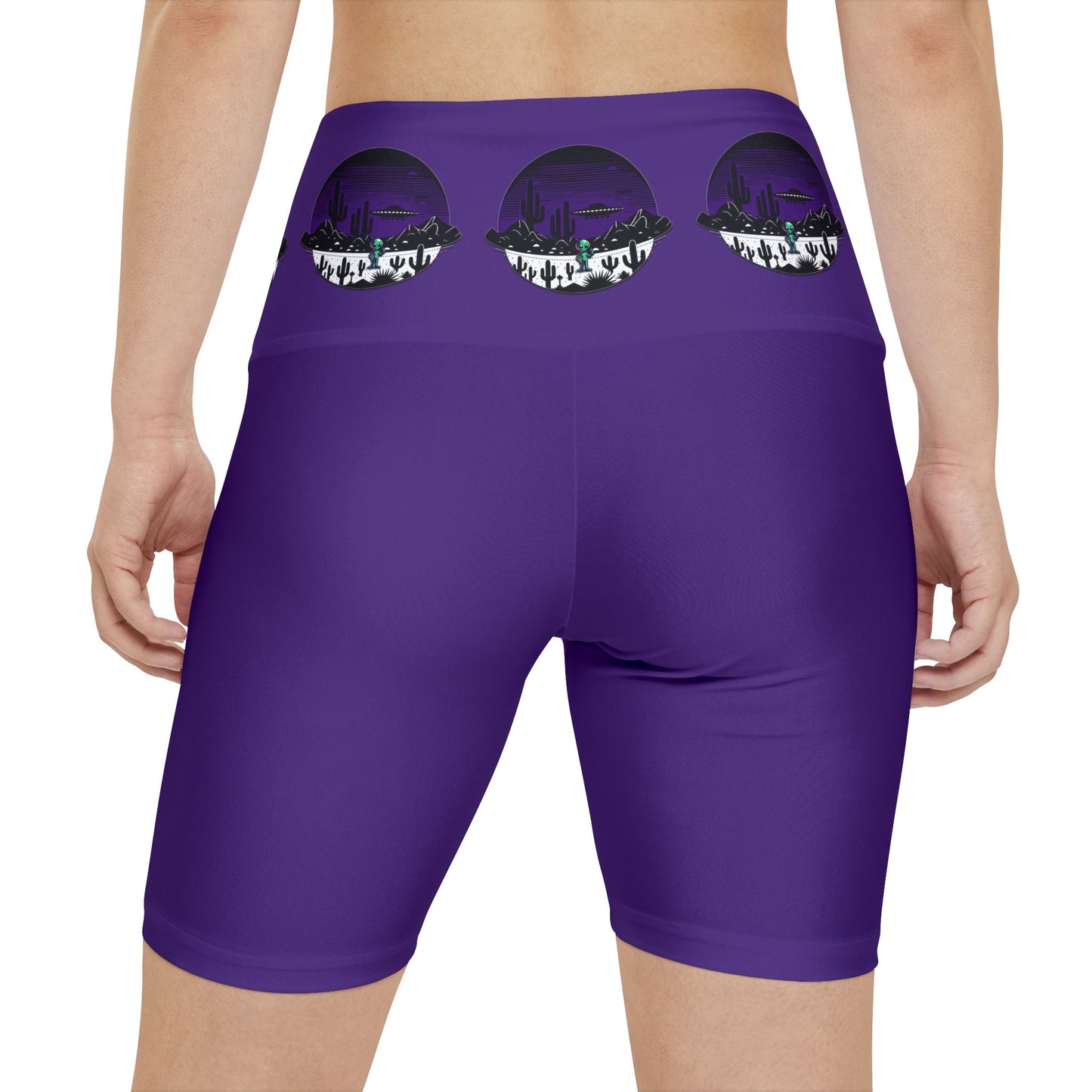 Women's Workout Shorts - Peaceful Alien UFO Design