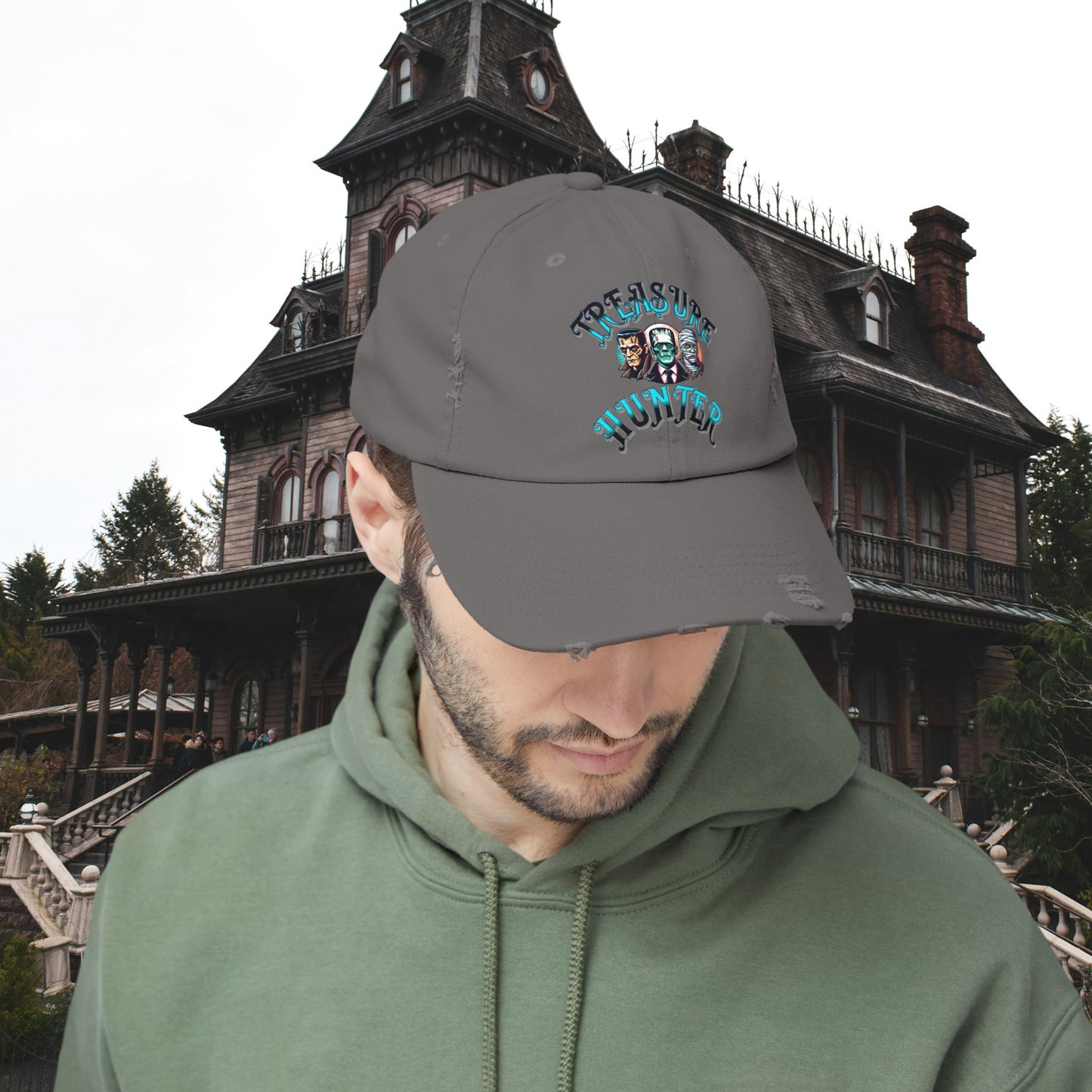 Treasure Hunter Monster Figure Collector Unisex Distressed Cap Horror Fun Hat Convention Toy Show