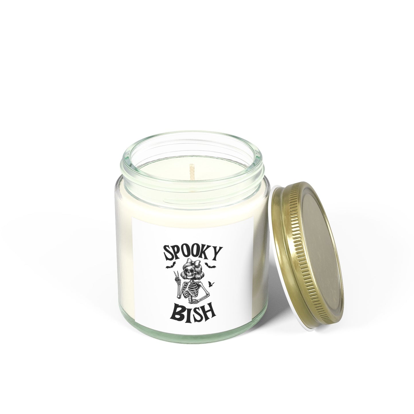 Scented Candle - Spooky Bish Female Skeleton Peace Sign (4oz, 9oz)