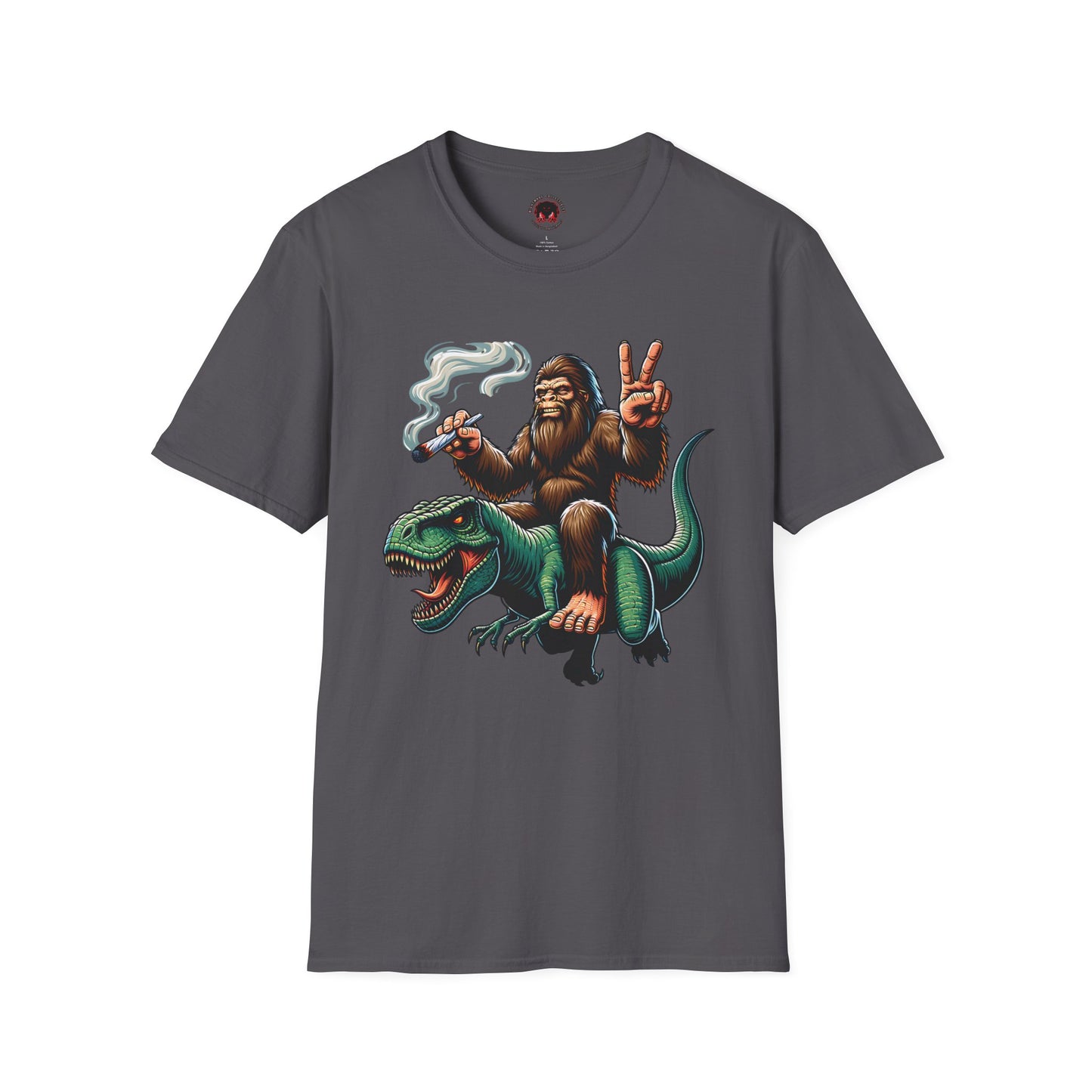 T-Shirt Bigfoot Riding T-Rex 420 Fun Cryptid Tee
