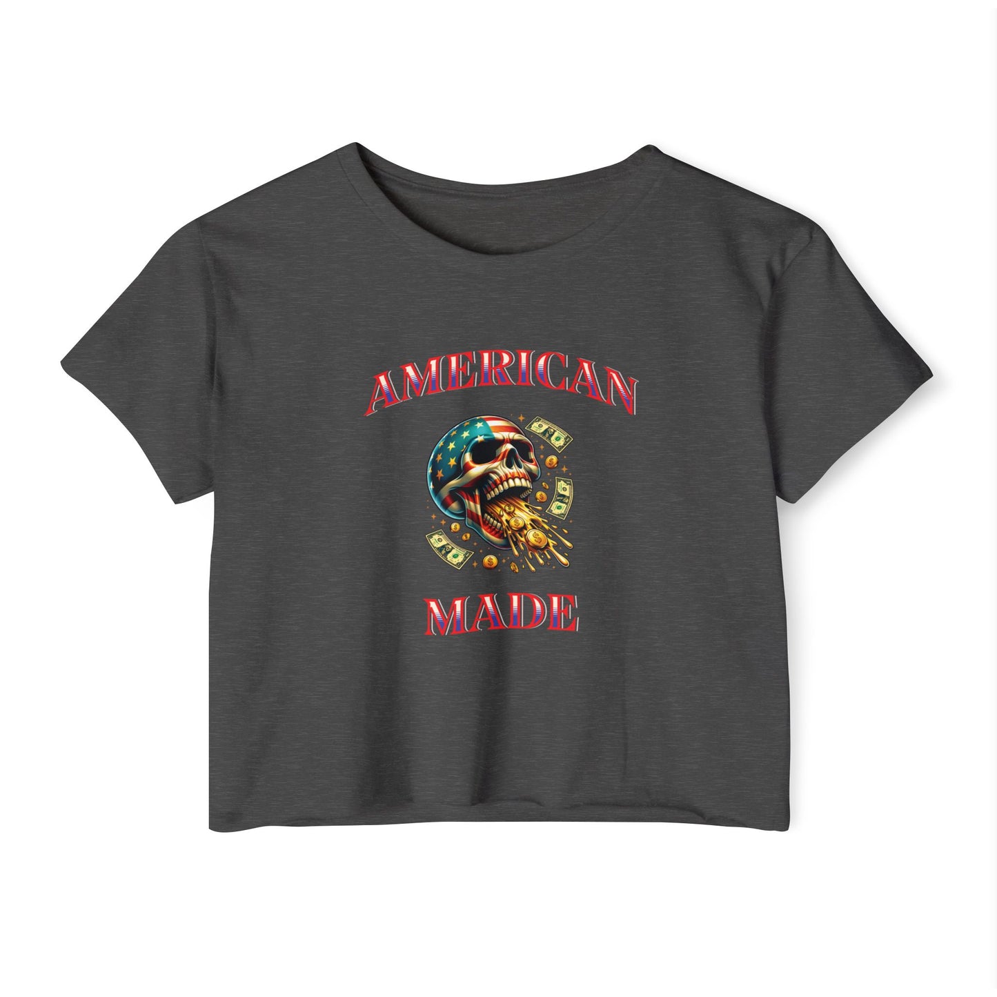 Crop Top - American Made Skull Money Design