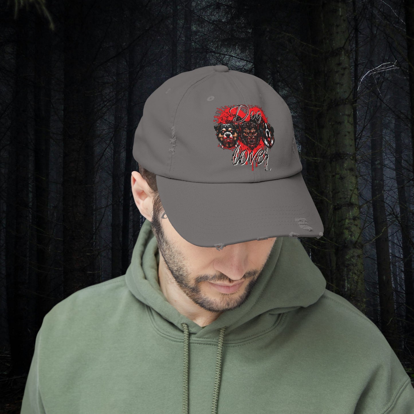 Dog Lover Hounds Of Hell Werewolf Horror Gothic Fun Hat Unisex Distressed Cap