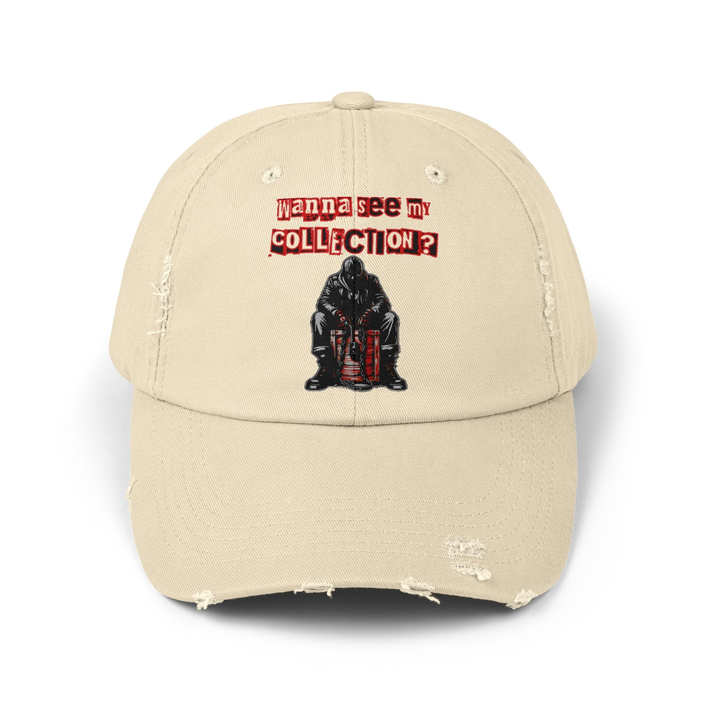 The Collector Inspired Wanna See My Collection Horror Movie Fun Collectors Hat Unisex Distressed Cap