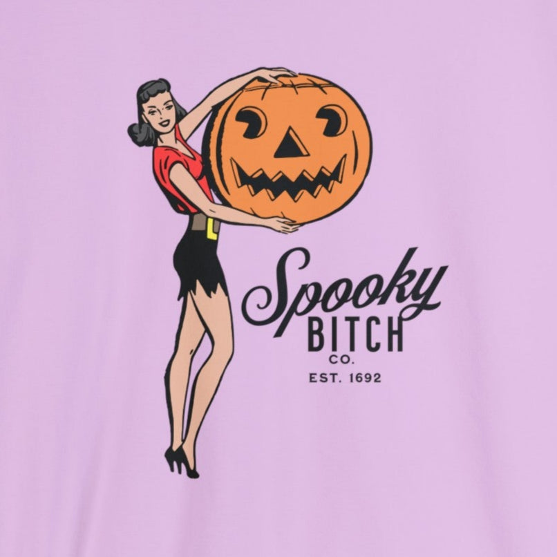Spooky B!tch Co - Salem Witch 1692 Halloween Pumpkin Funny Retro-Style Gothic Sweatshirt - Unisex Garment-Dyed Sweatshirt