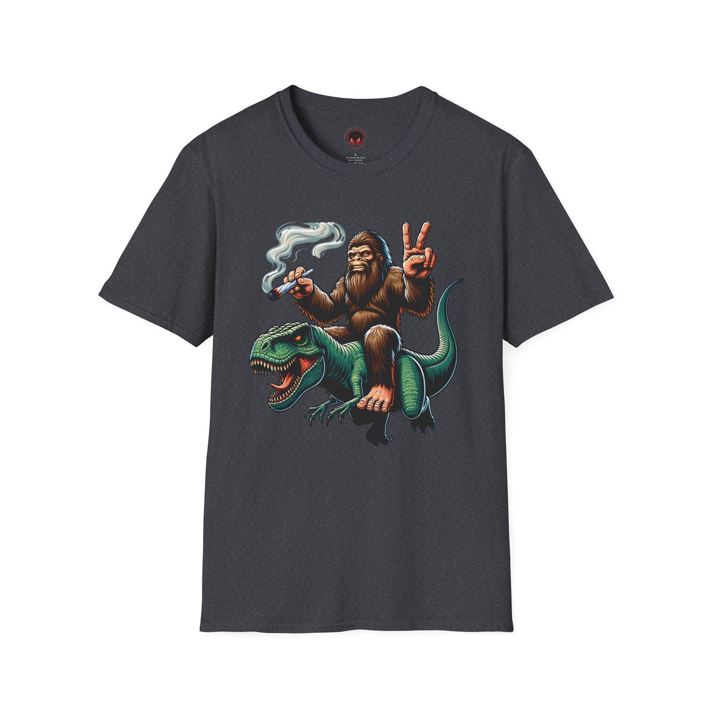 T-Shirt Bigfoot Riding T-Rex 420 Fun Cryptid Tee