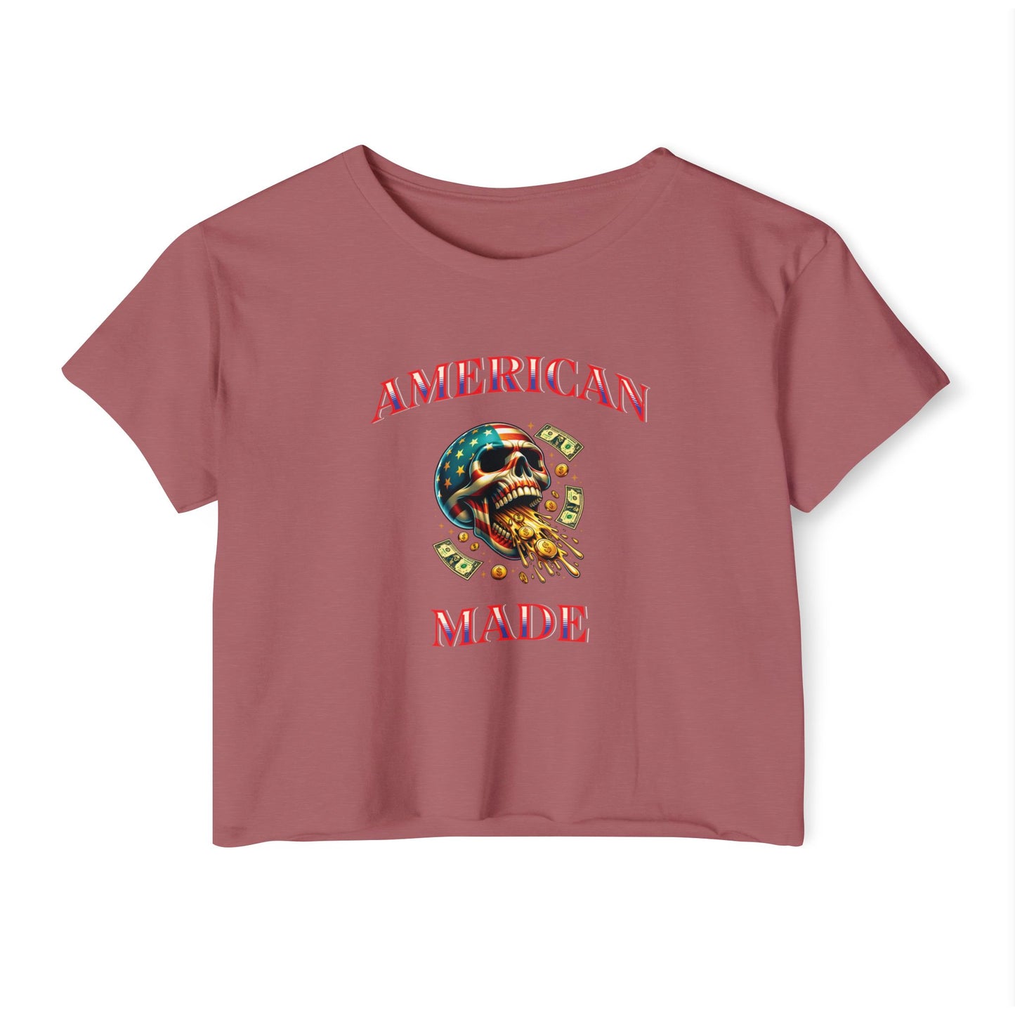 Crop Top - American Made Skull Money Design