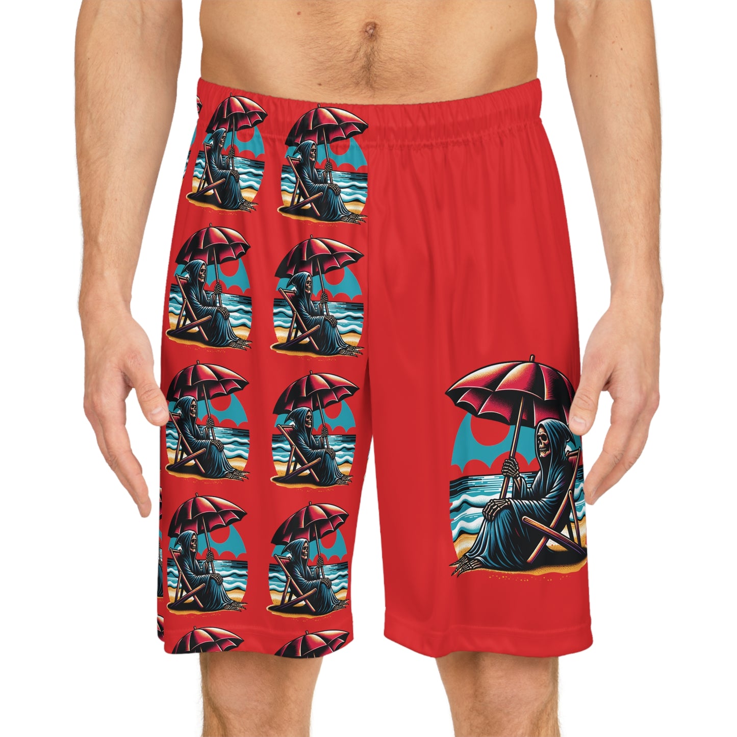 Summerween Grim Reapers Day Off Gothic Basketball Shorts (AOP)
