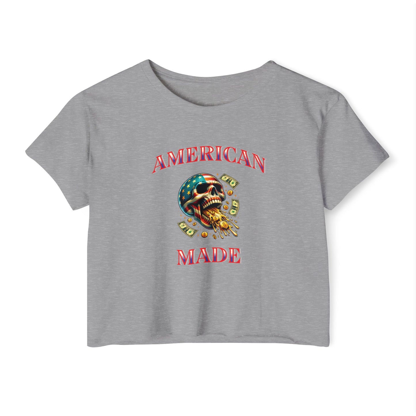 Crop Top - American Made Skull Money Design