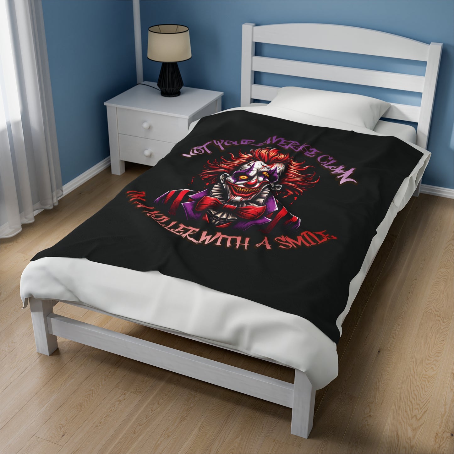 I'm A Killer With A Smile Evil Clown Velveteen Plush Throw Blanket