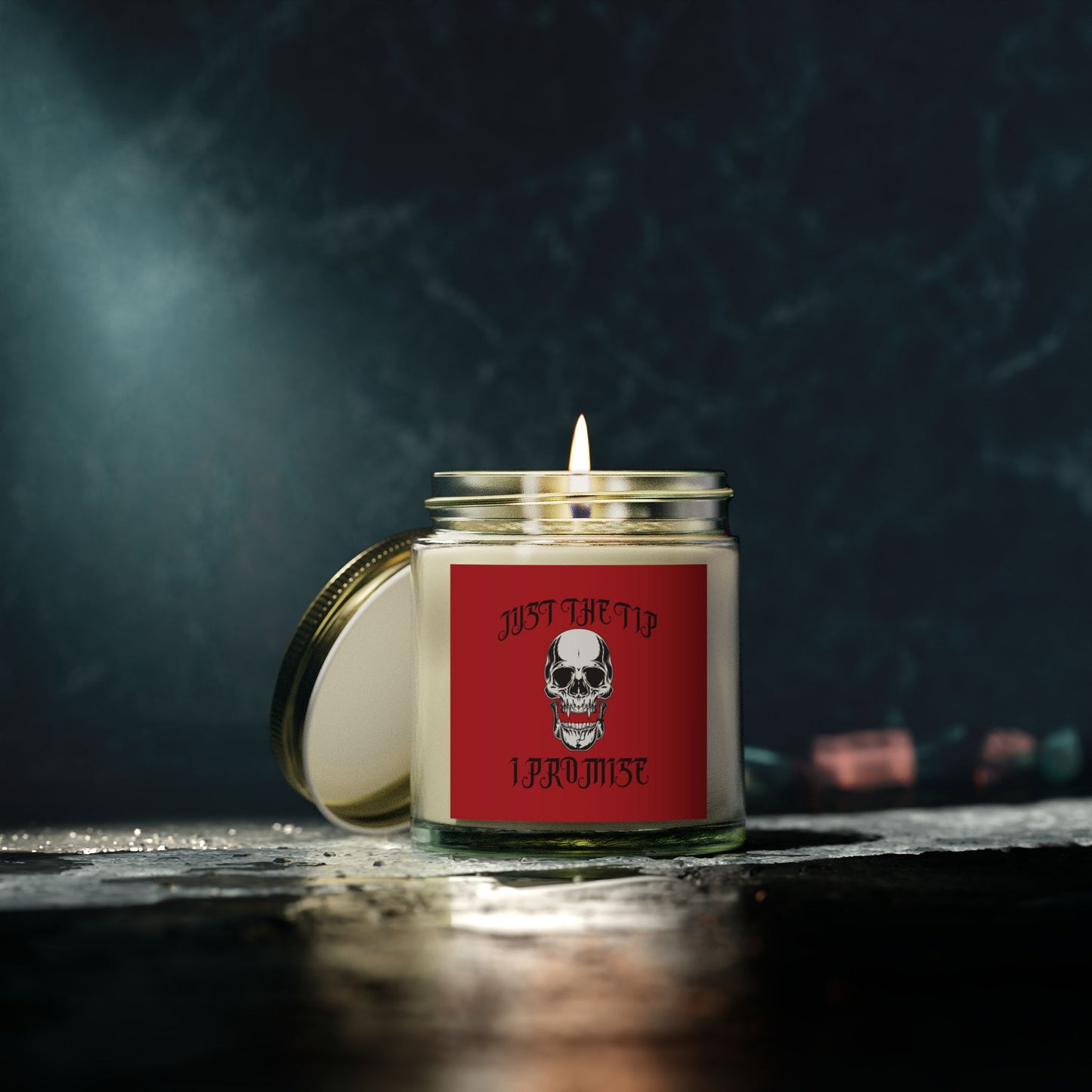 Scented Candle - Vampire Skull "Just The Tip I Promise" Gothic Design (4oz, 9oz)