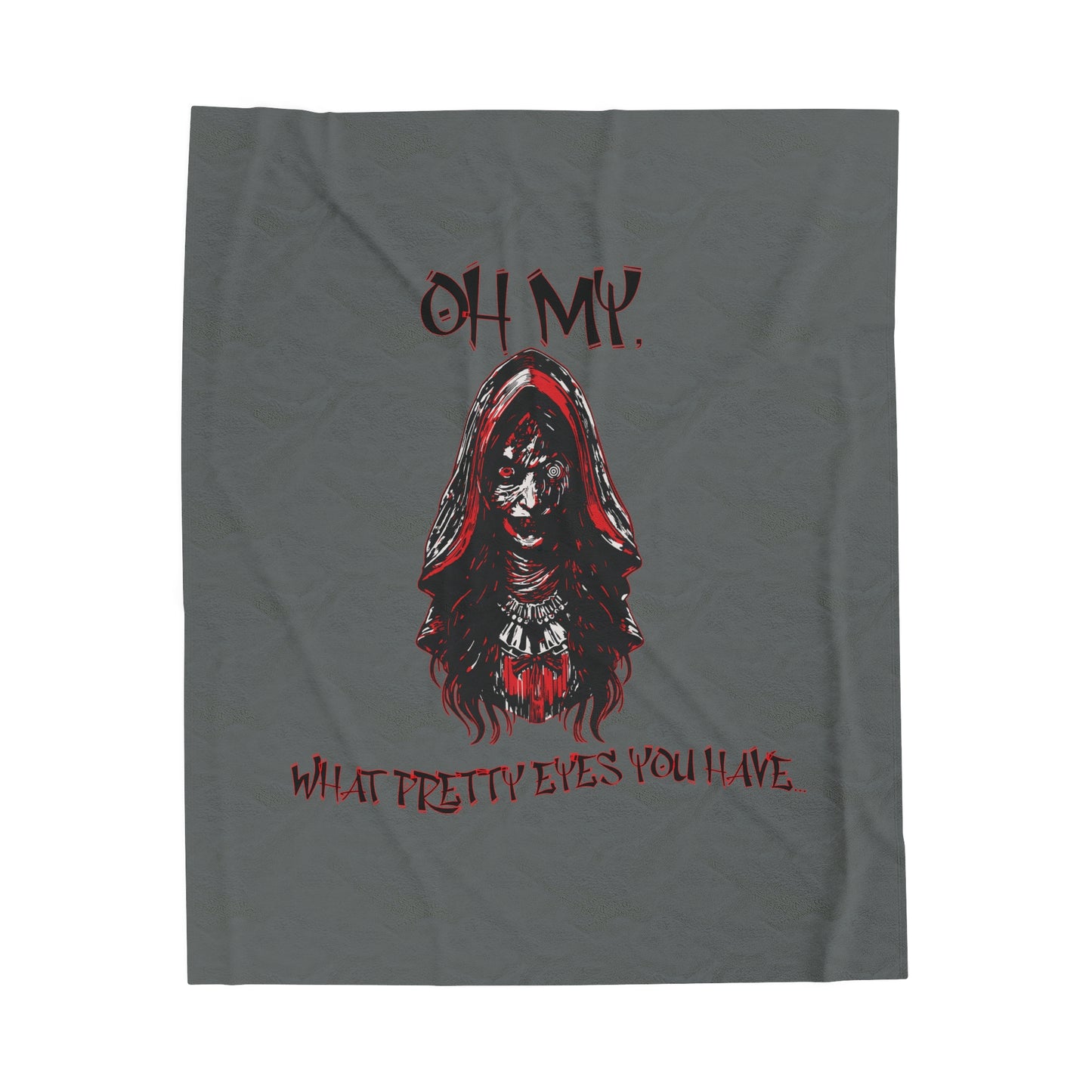Little Red Riding Hood Inspired Oh My What Pretty Eyes You Have Creep Witch With Twisted Eyes Horror Velveteen Plush Throw Blanket