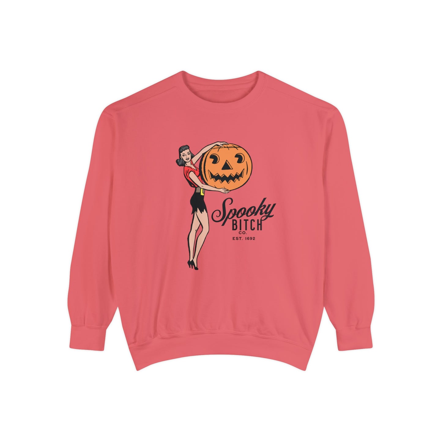 Spooky B!tch Co - Salem Witch 1692 Halloween Pumpkin Funny Retro-Style Gothic Sweatshirt - Unisex Garment-Dyed Sweatshirt