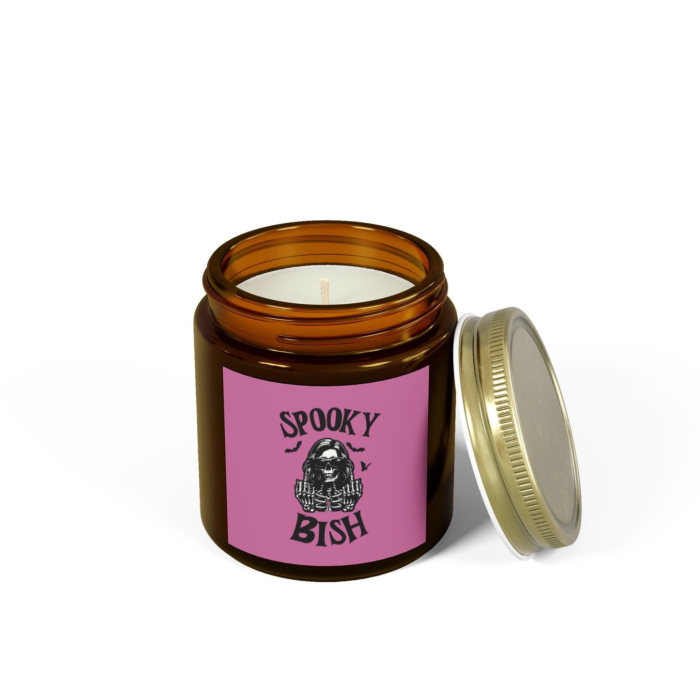 Scented Candle - Spooky Bish, Middle Finger Female Skeleton Design (4oz, 9oz)