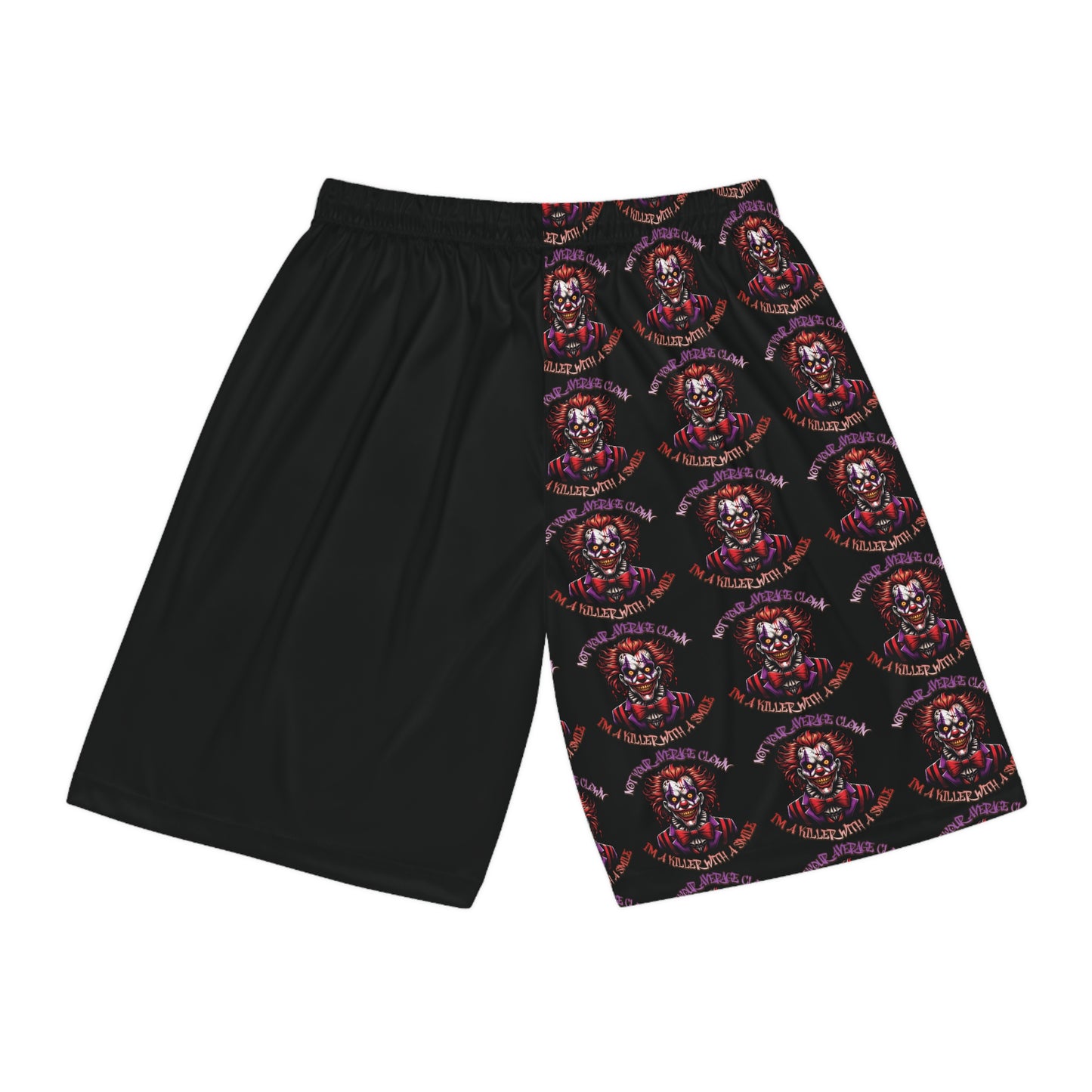 Not Your Average Evil Clown With A Killer Smile Basketball Shorts (AOP)
