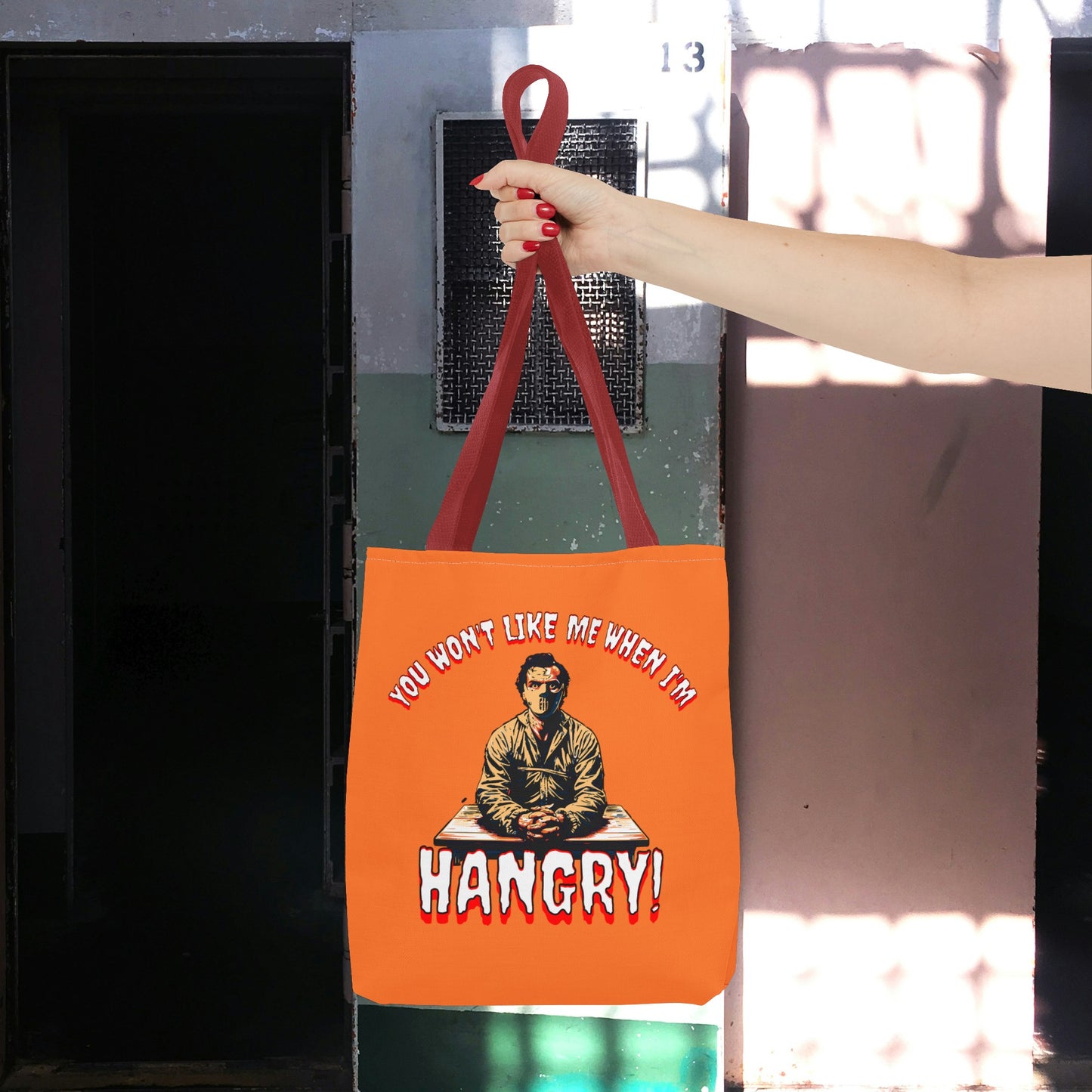 You Wont Like Me When I'm Hangry Mental Patient Cannibal Hannibal Horror Lunch Beach Tote Bag (AOP)