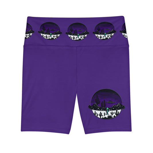 Women's Workout Shorts - Peaceful Alien UFO Design