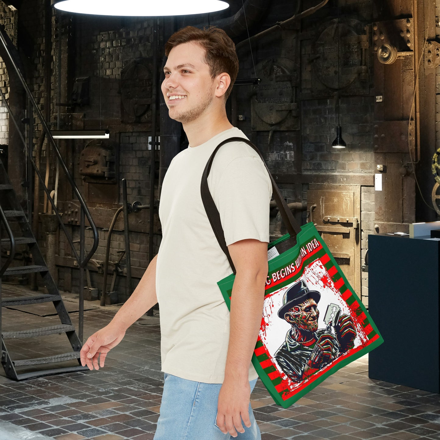 Horrorvational Everything Begins With An Idea Horror Inventor Tote Bag (AOP)