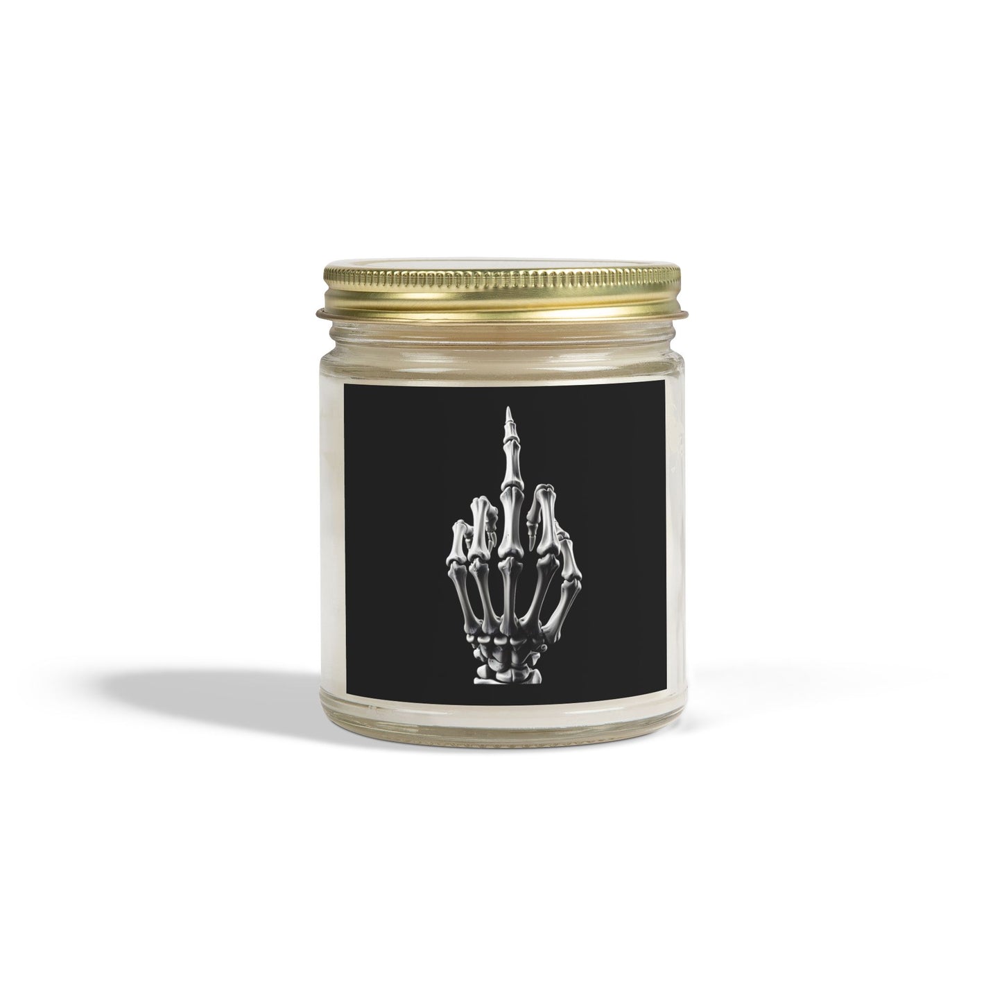 Scented Candle - Skeleton Hand Middle Finger Funny Coconut Apricot Wax (4oz. 9oz)