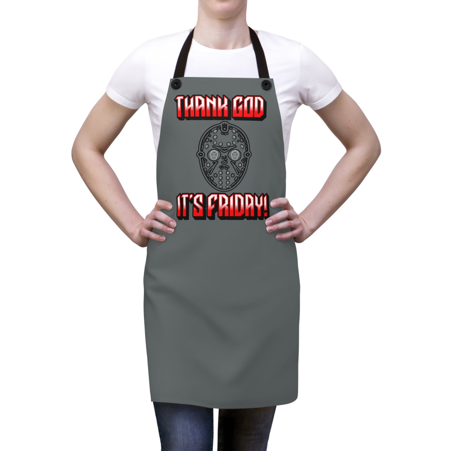 TGIF Thank God It's Friday Jason Mask In Mask Art Voorhees Horror Collectible BBQ Cooking Apron (AOP)