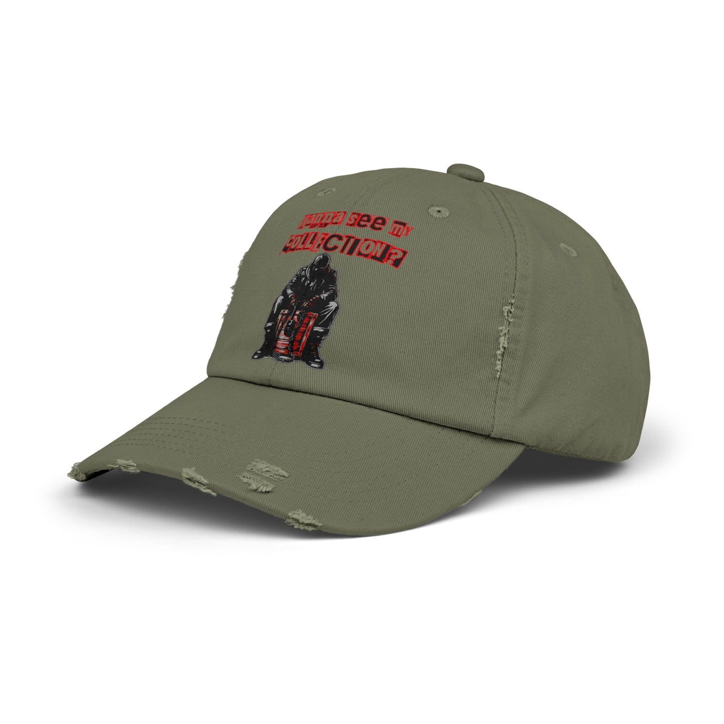 The Collector Inspired Wanna See My Collection Horror Movie Fun Collectors Hat Unisex Distressed Cap