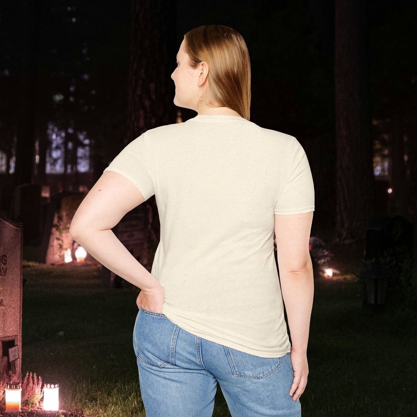 Spooky Bish Skeleton Sunglasses Giving Middle Fingers Gothic Horror Fun Unisex Softstyle T-Shirt