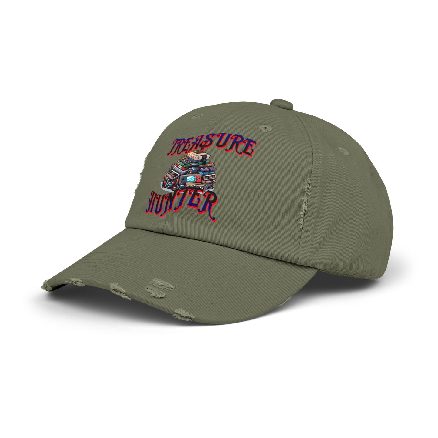 Treasure Hunter Retro Gamer Unisex Distressed Cap Vintage Video Game Collector Hat