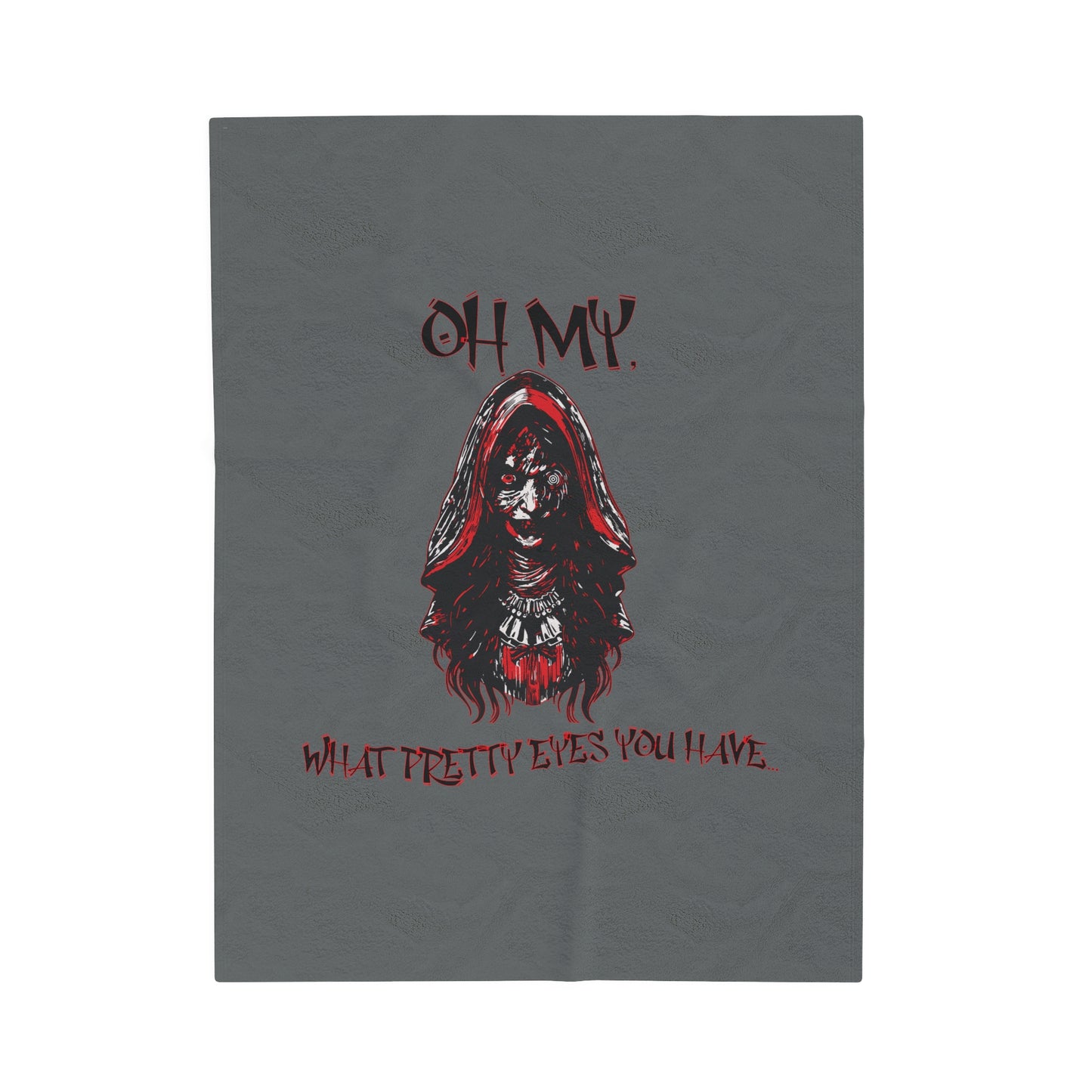 Little Red Riding Hood Inspired Oh My What Pretty Eyes You Have Creep Witch With Twisted Eyes Horror Velveteen Plush Throw Blanket