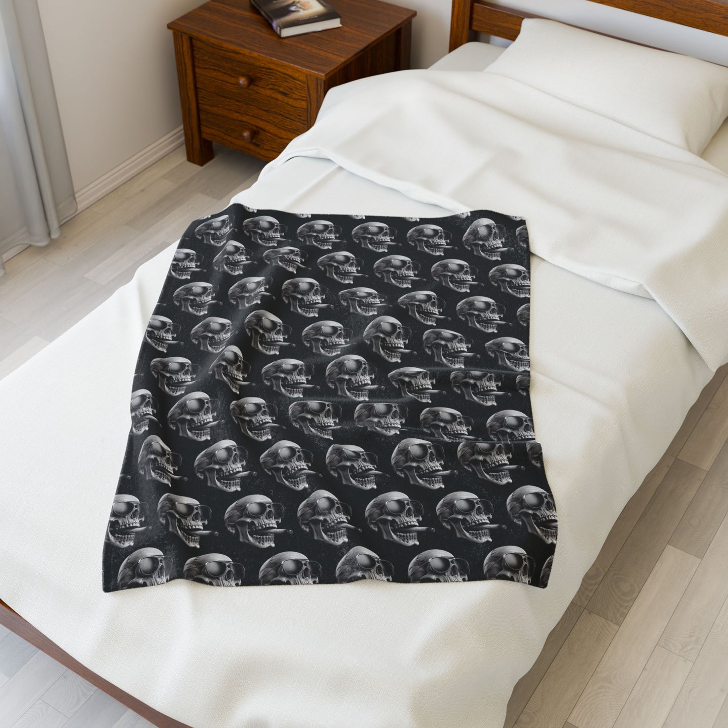 Plush Blanket - Gothic Skull Smoking Doobie