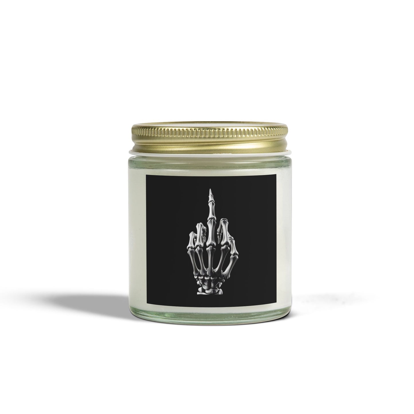 Scented Candle - Skeleton Hand Middle Finger Funny Coconut Apricot Wax (4oz. 9oz)