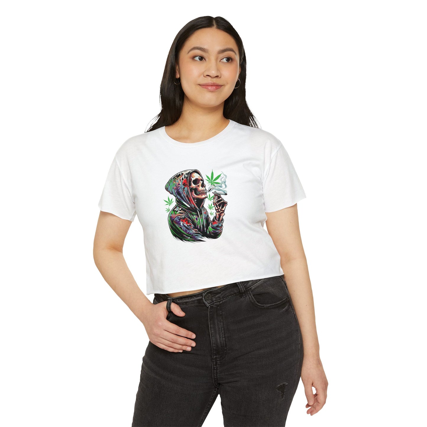 Skeleton Festival Crop Top - Deep Thoughts 420 Design