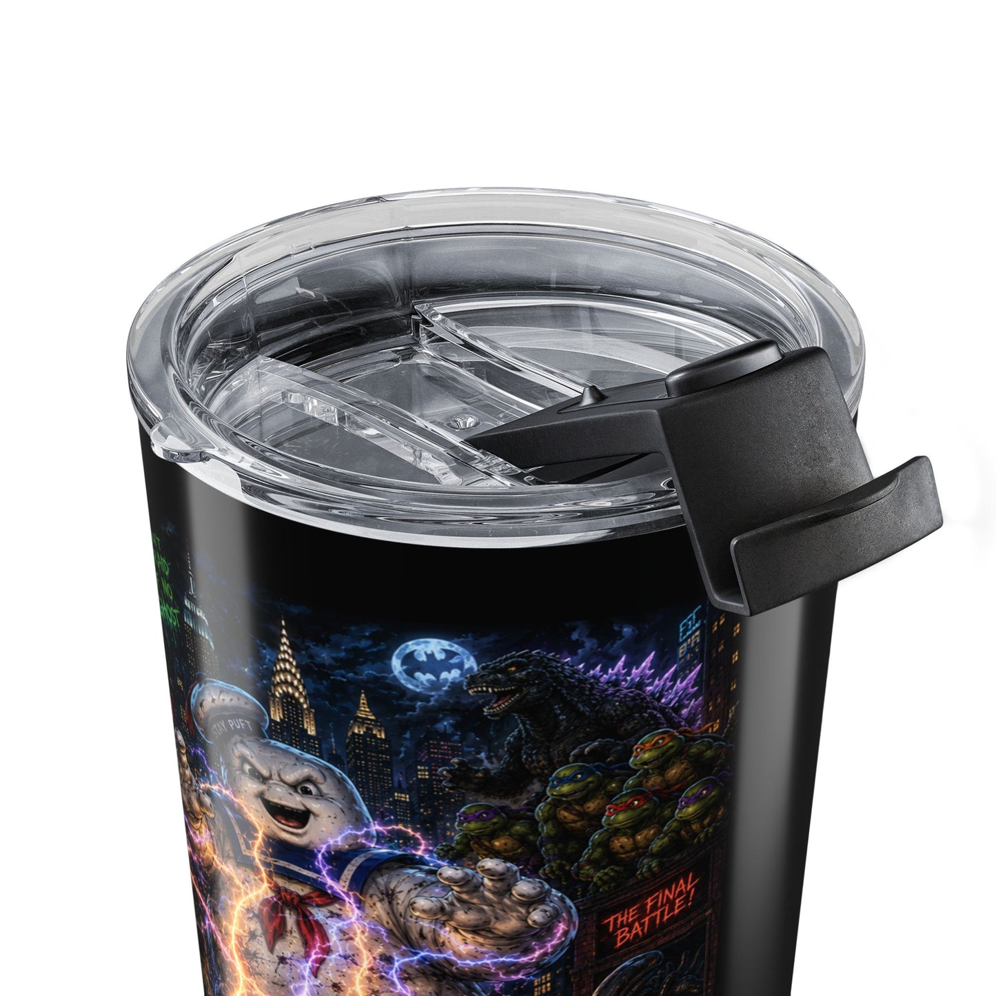 80's Horror Movie Retro 20oz Stainless Tumbler — Neon Horror Collage Design