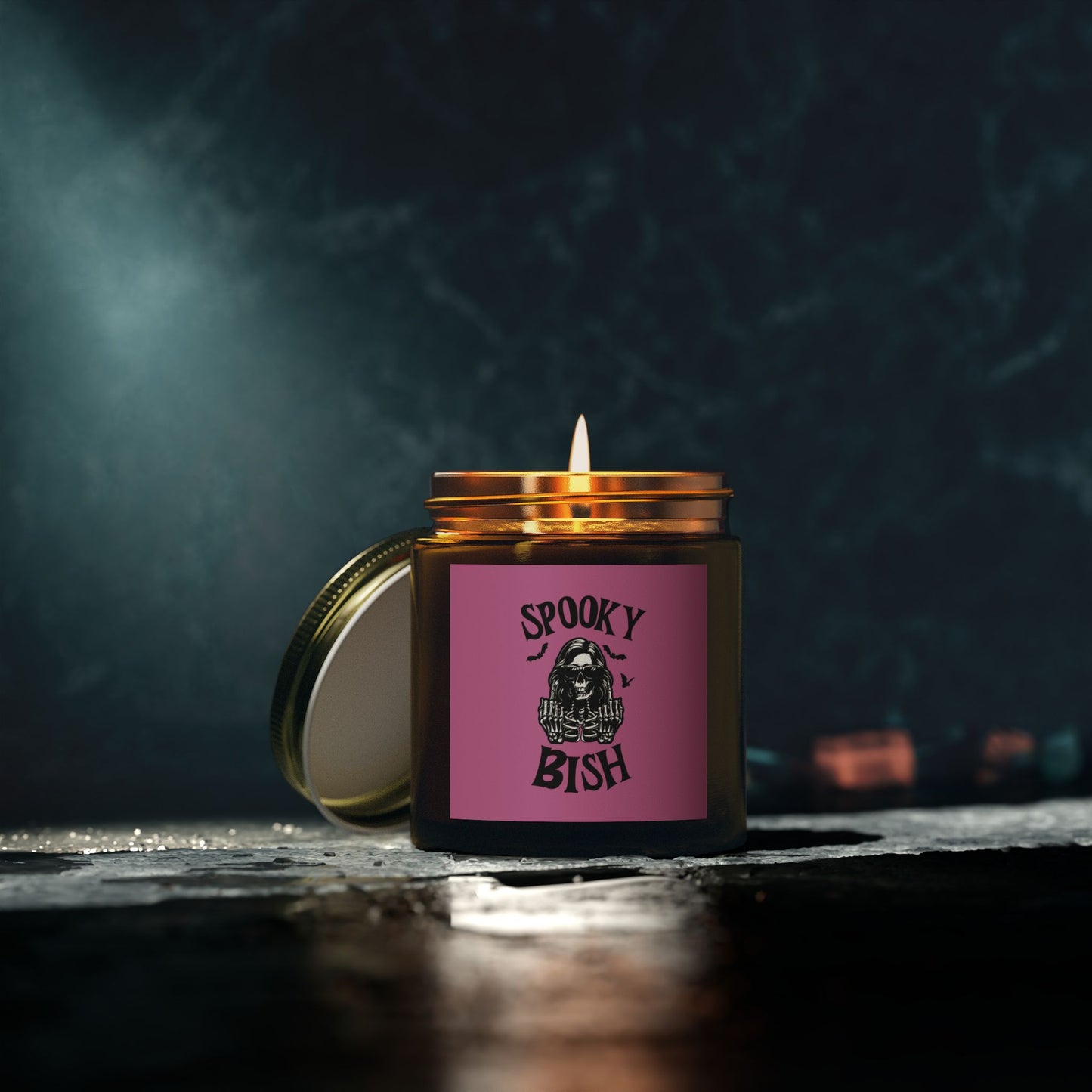 Scented Candle - Spooky Bish, Middle Finger Female Skeleton Design (4oz, 9oz)