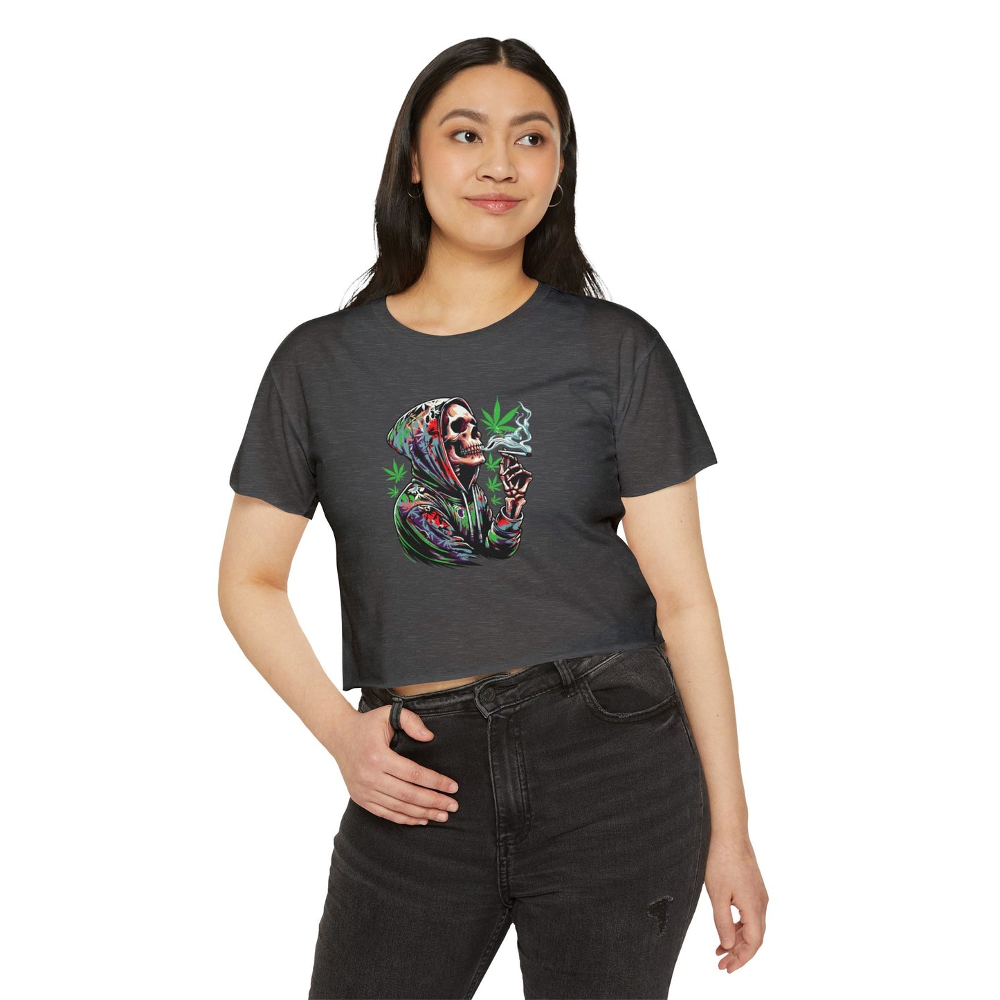 Skeleton Festival Crop Top - Deep Thoughts 420 Design