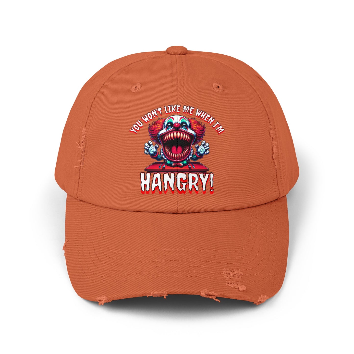You Wont Like Me When I'm Hangry Killer Clown Unisex Distressed Cap Horror Hat