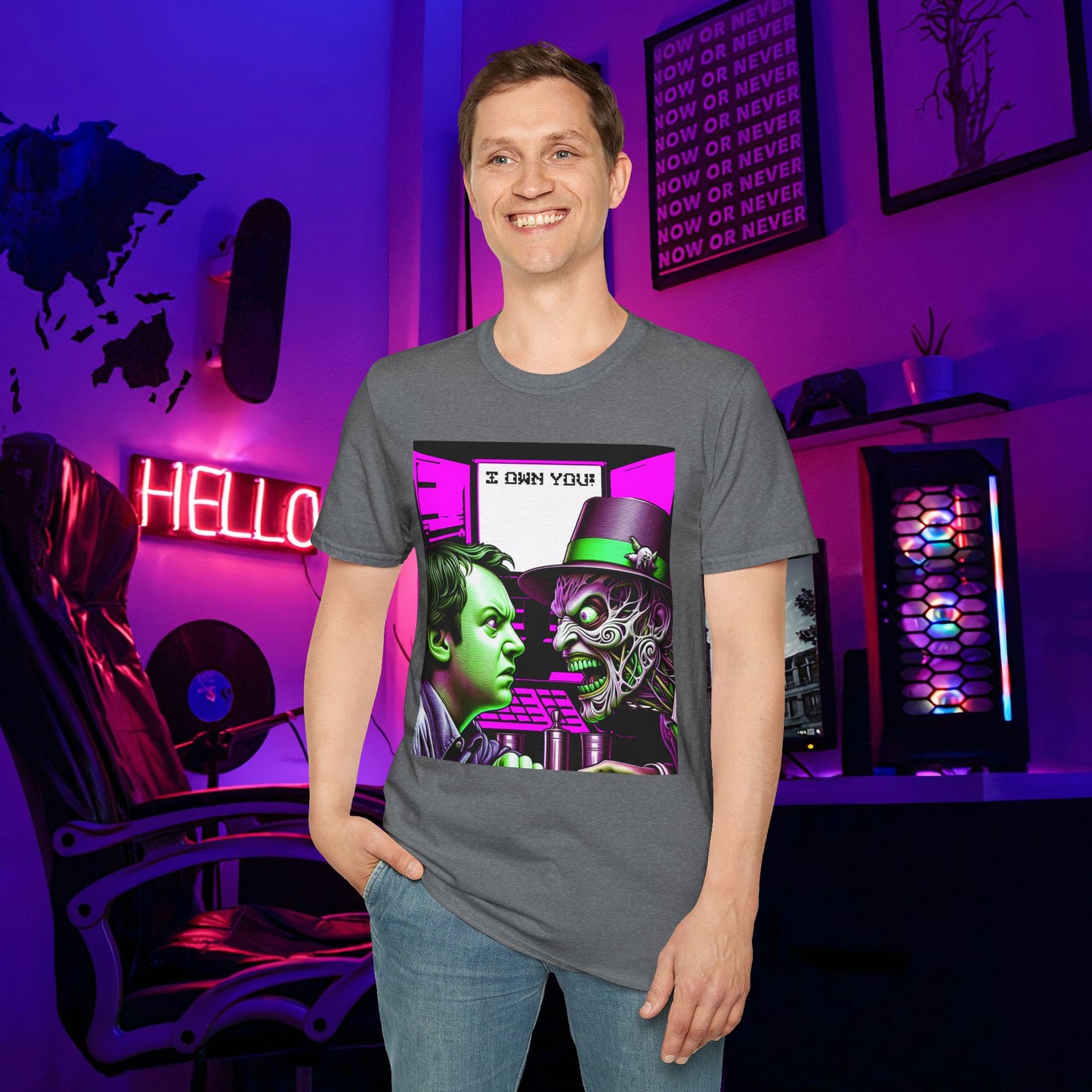 I Own You AI Tech Sarcastic Scary Fun Unisex Softstyle T-Shirt Horror Gamer Shirt