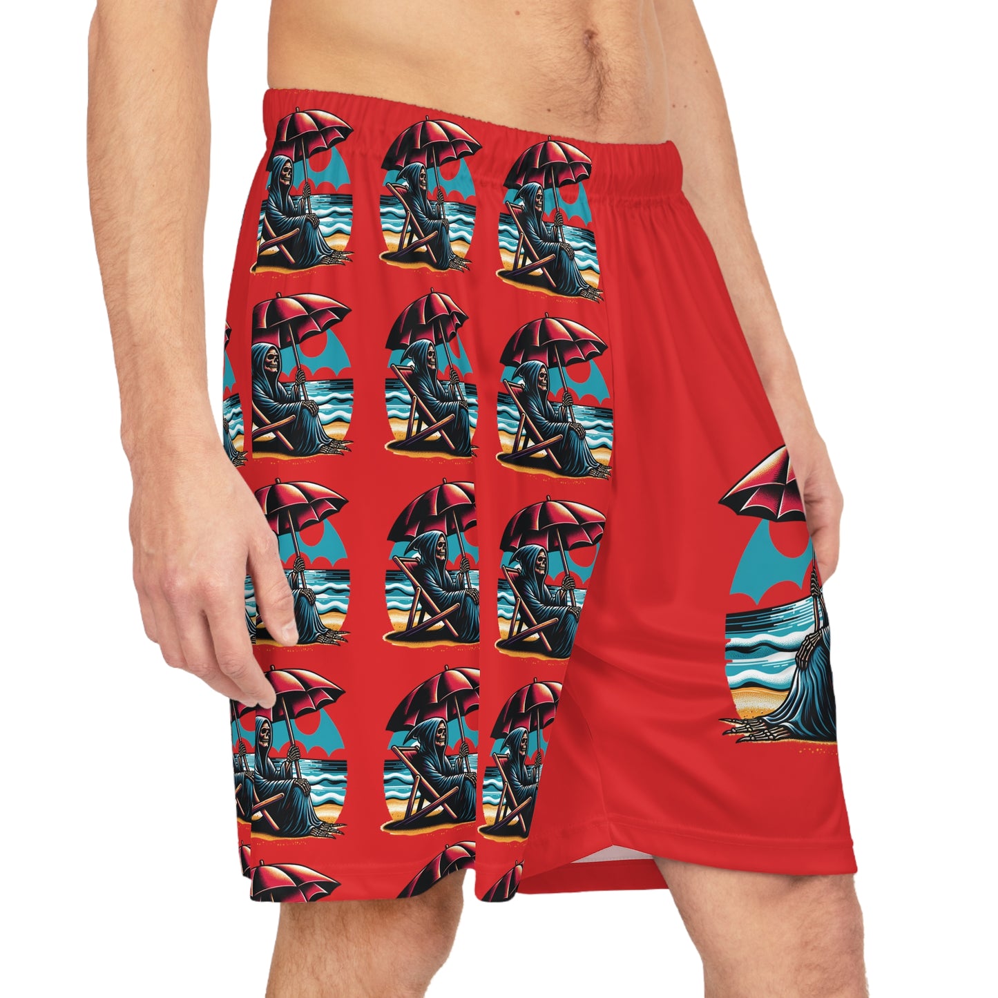 Summerween Grim Reapers Day Off Gothic Basketball Shorts (AOP)