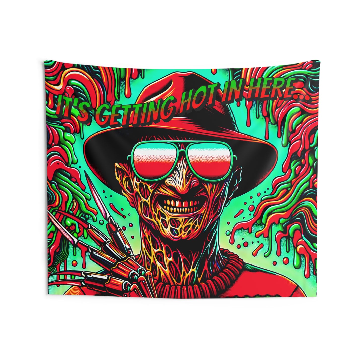 Horradelic It's Getting Hot In Here Freddy Wearing Sunglasses Krueger Horror Fun Indoor Wall Tapestries Art Multiple Sizes