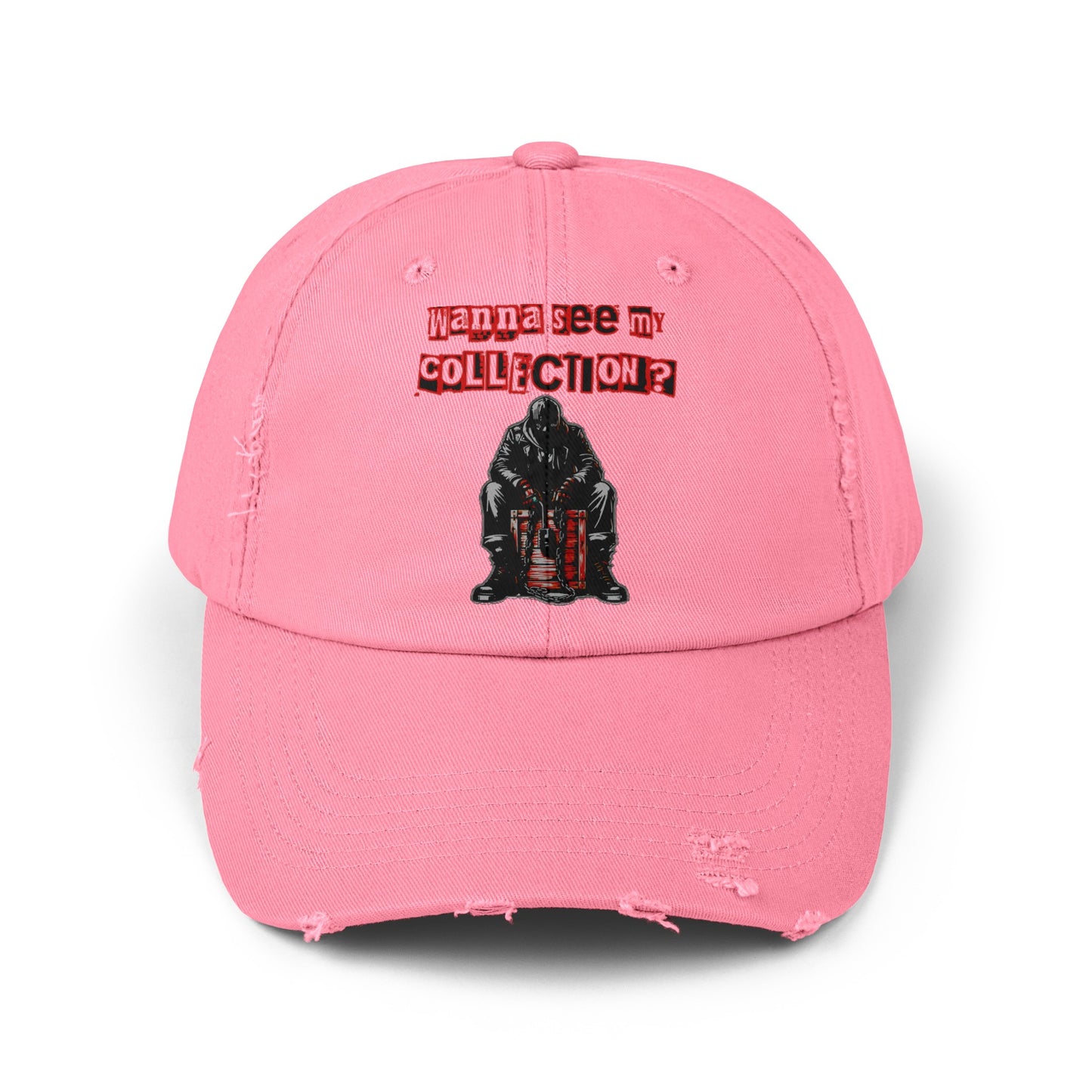 The Collector Inspired Wanna See My Collection Horror Movie Fun Collectors Hat Unisex Distressed Cap