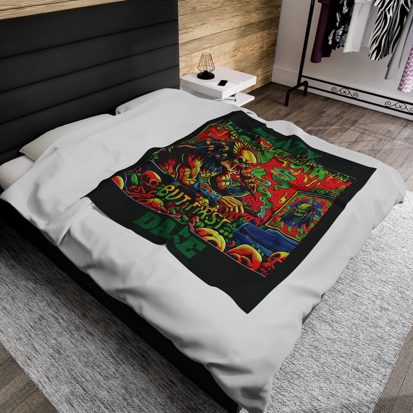 Horradelic Hard Work Good Hard Work Fine Blazy Daze Predator Blunt Horror Fun Velveteen Plush Throw Blanket