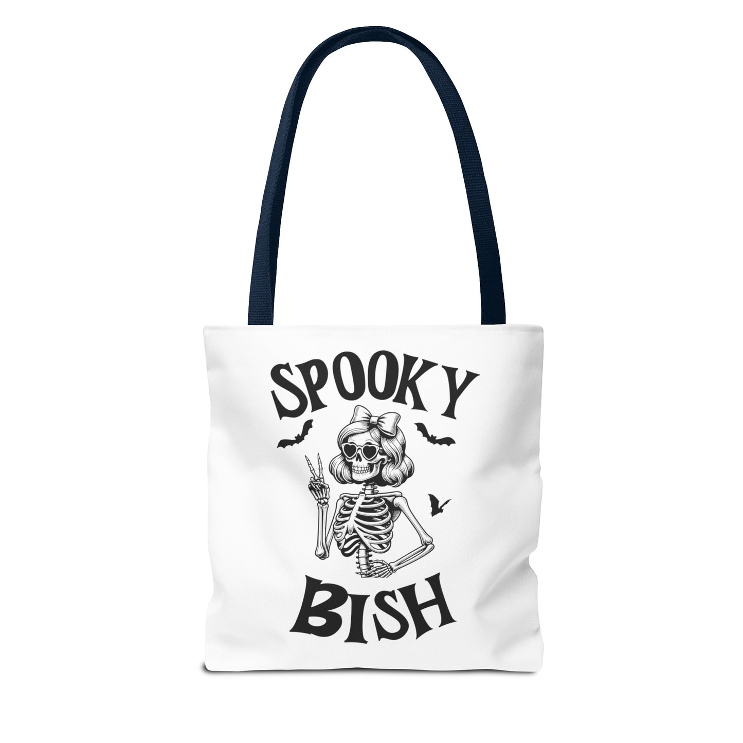 Spooky Bish Skeleton With Sunglasses and Peace Sign Gothic Horror Fun Beach Lunch Carry Tote Bag (AOP)