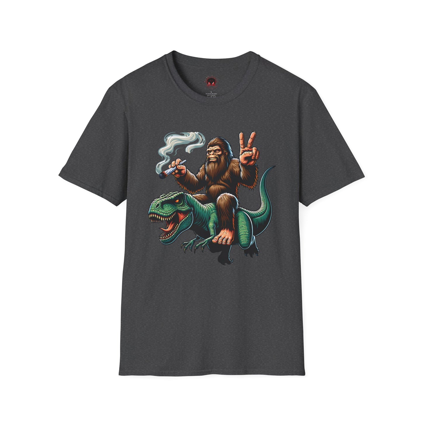 T-Shirt Bigfoot Riding T-Rex 420 Fun Cryptid Tee