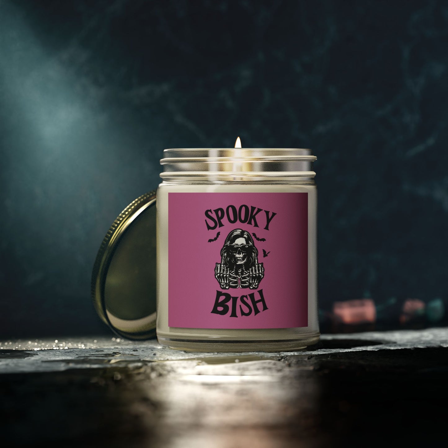 Scented Candle - Spooky Bish, Middle Finger Female Skeleton Design (4oz, 9oz)