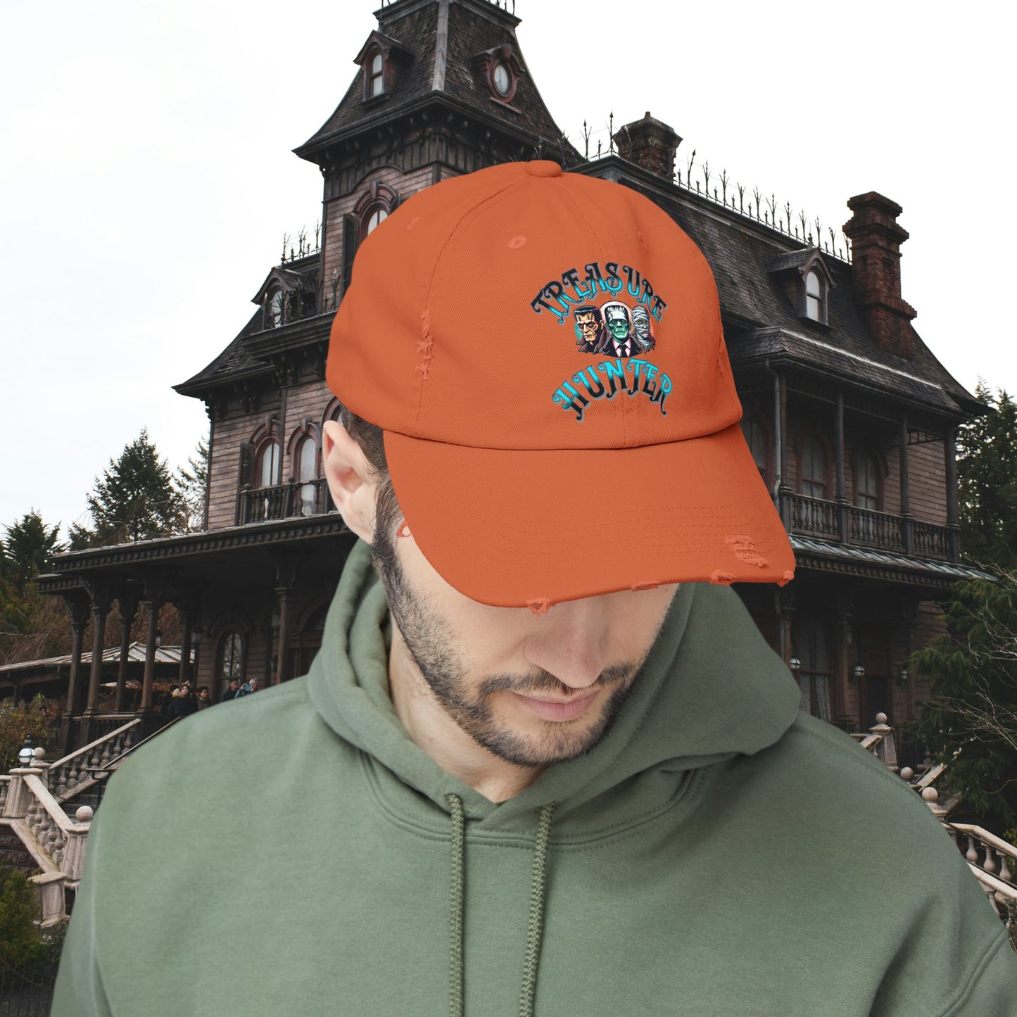 Treasure Hunter Monster Figure Collector Unisex Distressed Cap Horror Fun Hat Convention Toy Show