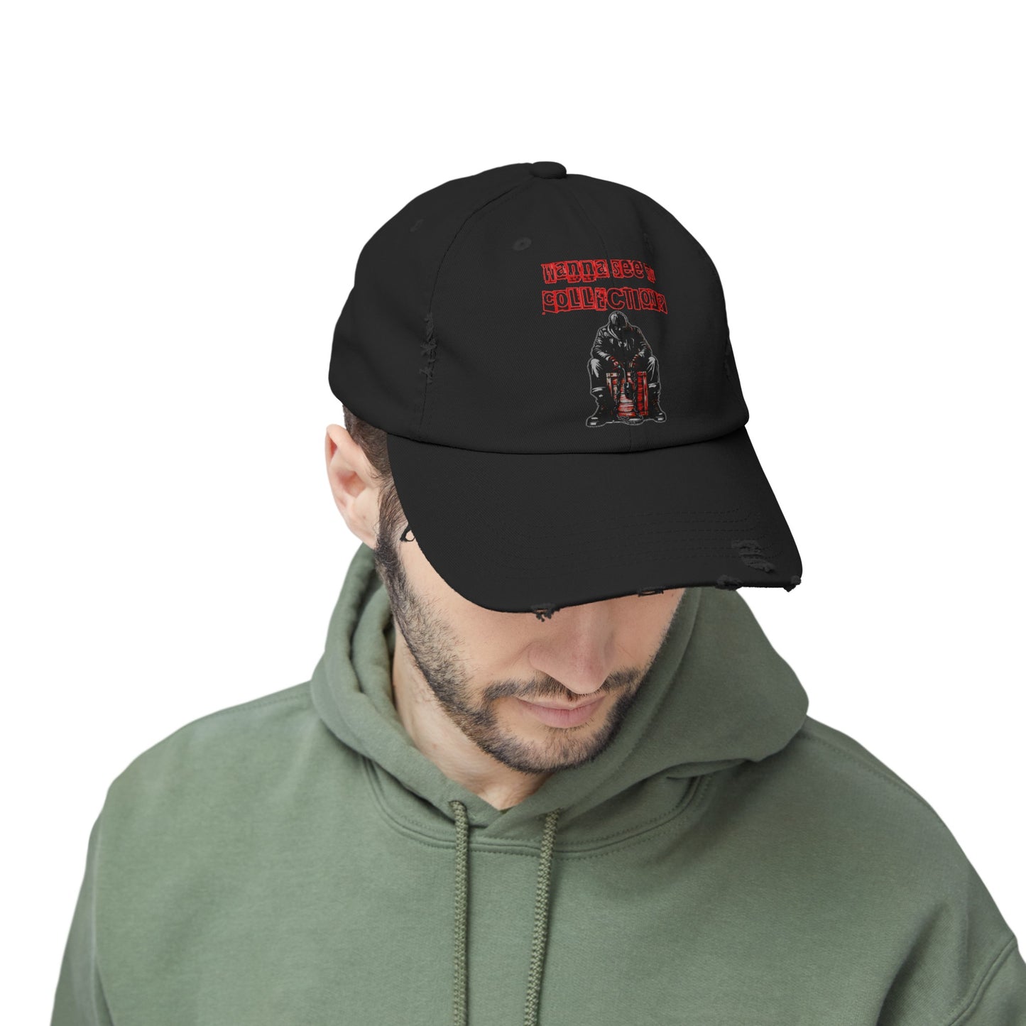 The Collector Inspired Wanna See My Collection Horror Movie Fun Collectors Hat Unisex Distressed Cap