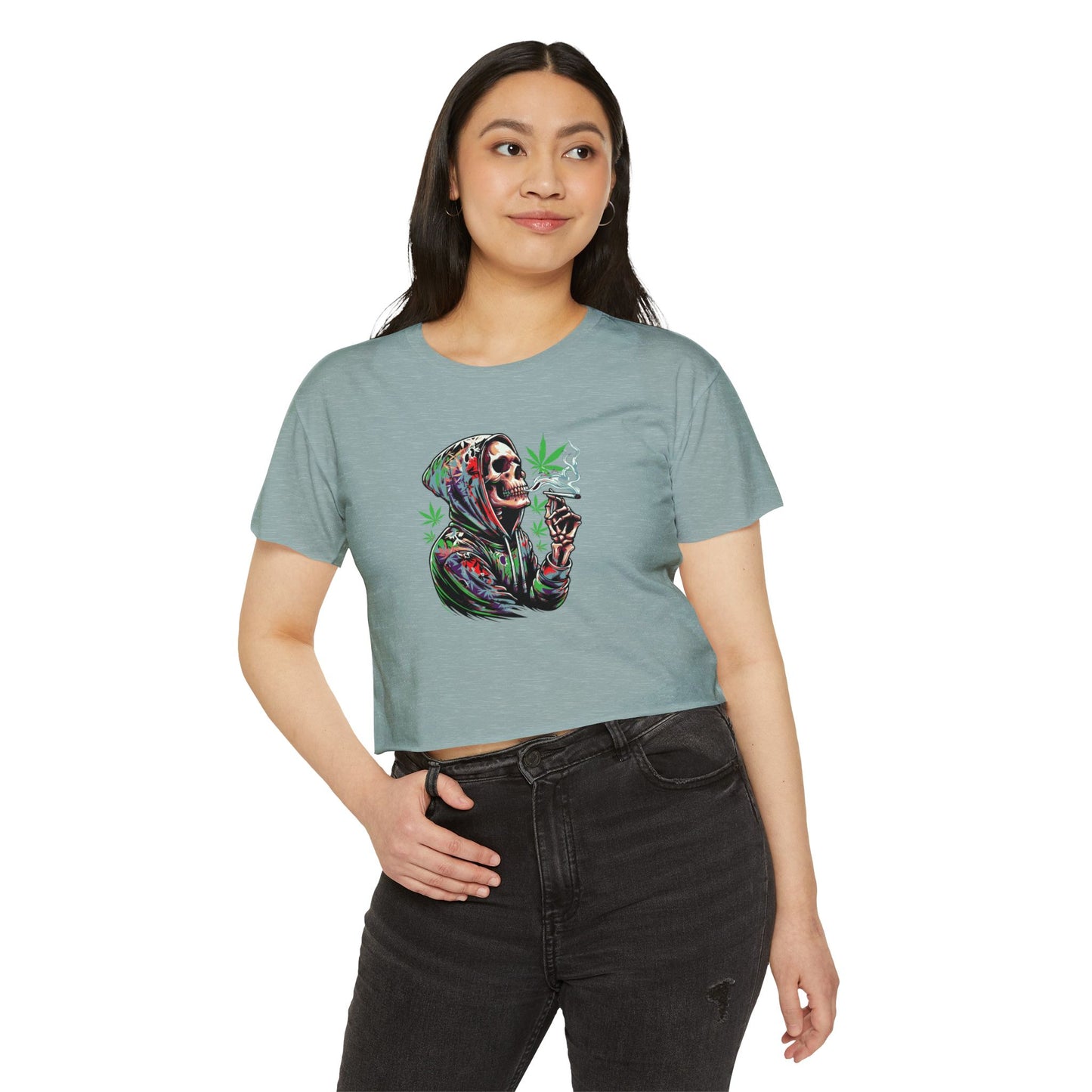 Skeleton Festival Crop Top - Deep Thoughts 420 Design