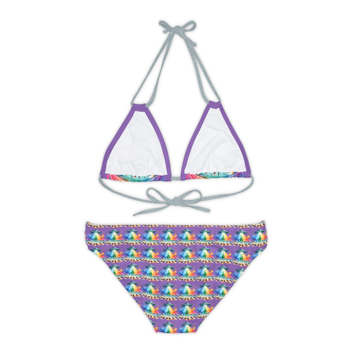 Summerween UFO Beach Day Strappy Bikini Set (AOP)