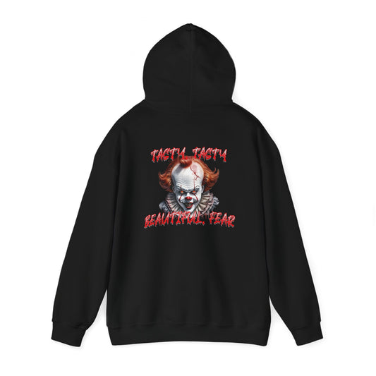 Hooded Sweatshirt - Tasty Tasty Beautiful Fear, Pennywise, scary clown