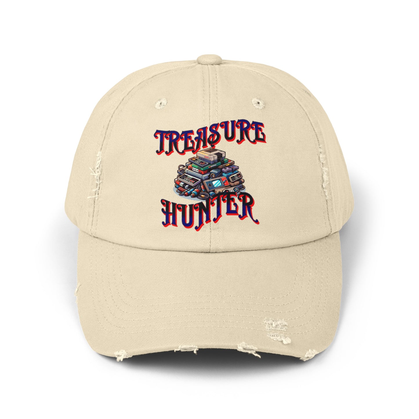 Treasure Hunter Retro Gamer Unisex Distressed Cap Vintage Video Game Collector Hat
