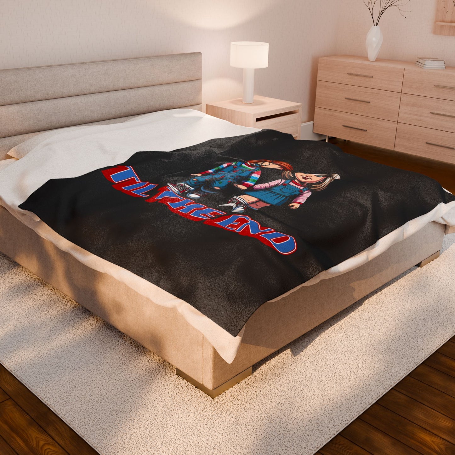 Til The End Horror Couple Throw Blanket Childs Play Inspired Design