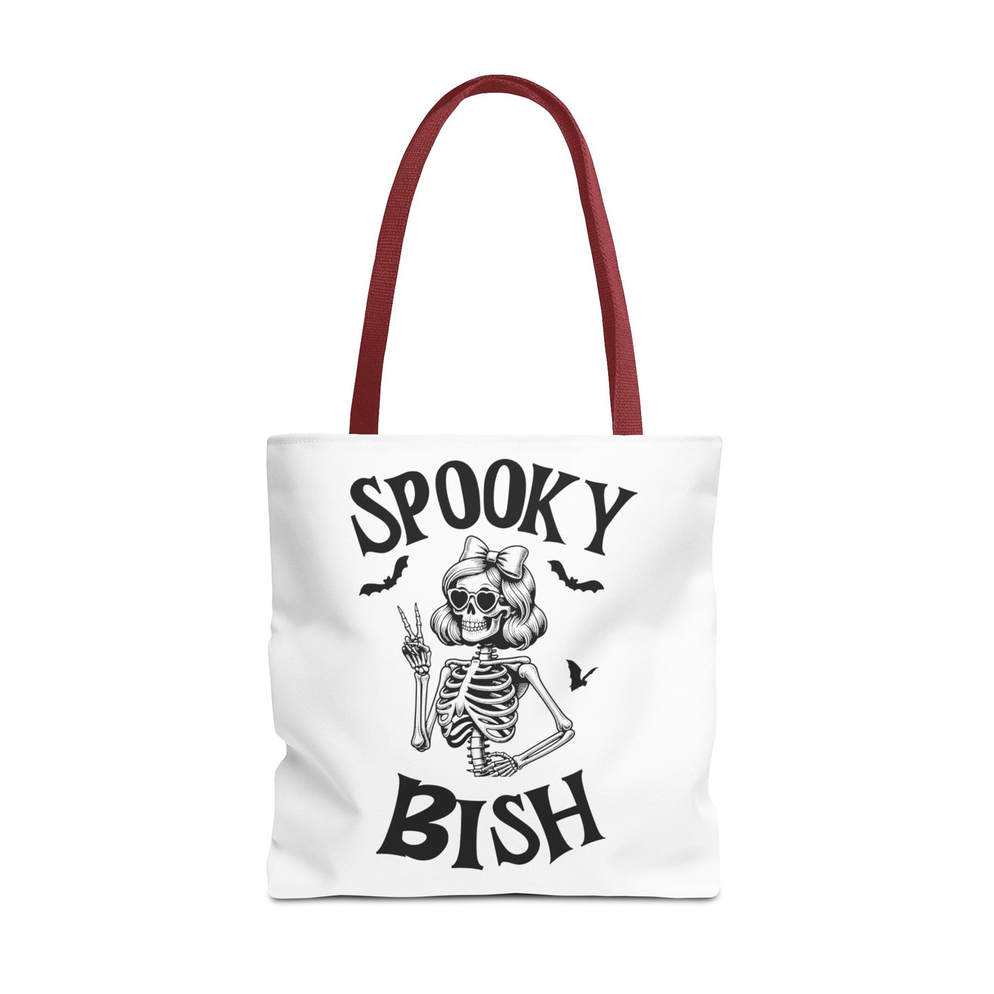 Spooky Bish Skeleton With Sunglasses and Peace Sign Gothic Horror Fun Beach Lunch Carry Tote Bag (AOP)